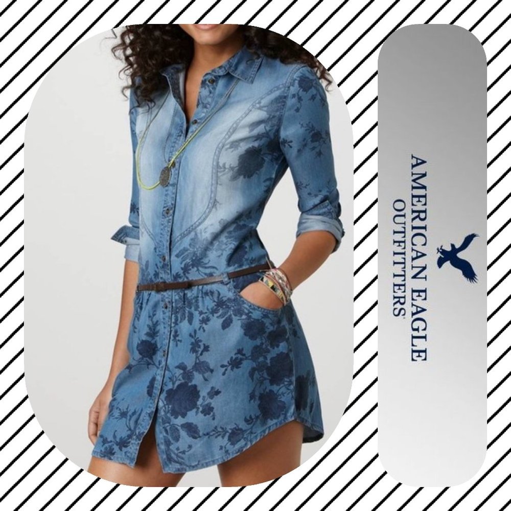 American Eagle Outfitters Denim Floral Dress